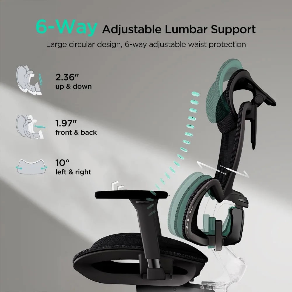 E2 Ergonomic Office Chair – Big and Tall Mesh Chair with 6-Way Dynamic Lumbar Support & 3D Armrests - Image 3