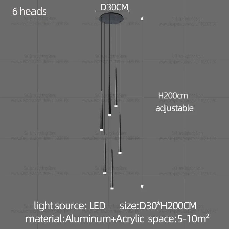 Minimalist Modern LED Chandelier – Designer Pendant Lighting for Duplex Living Rooms, Dining Areas & Staircases - Image 13