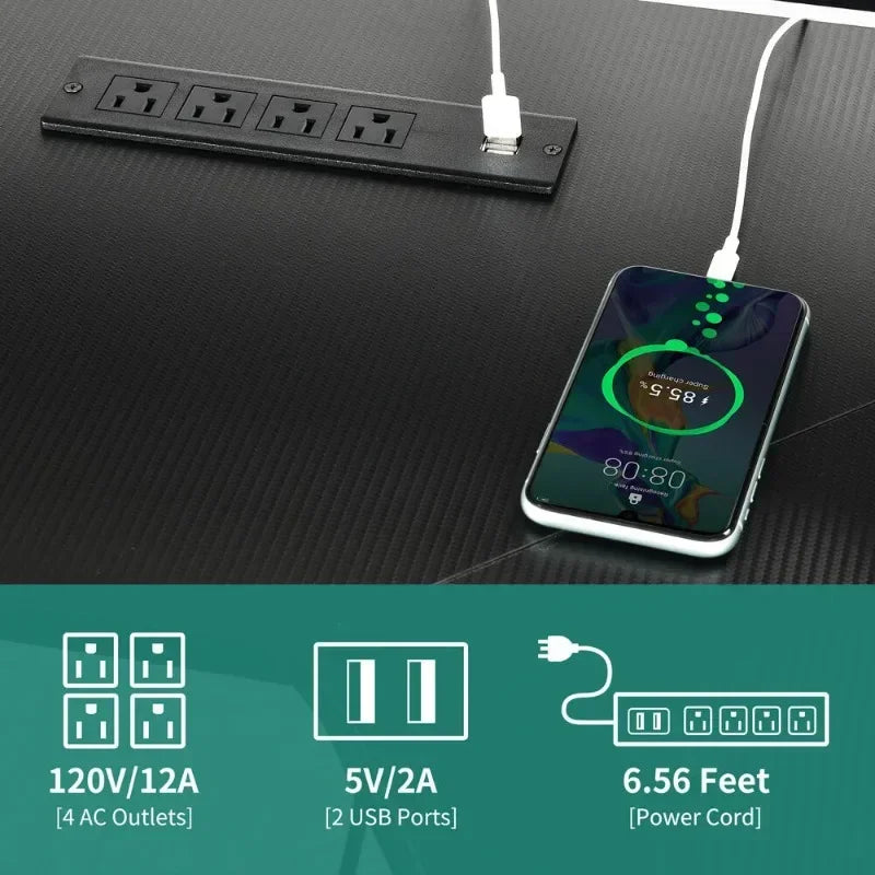 Gaming Corner Desk – L-Shaped Computer Desk with RGB LED Lights & Built-In Power Outlets - Image 5