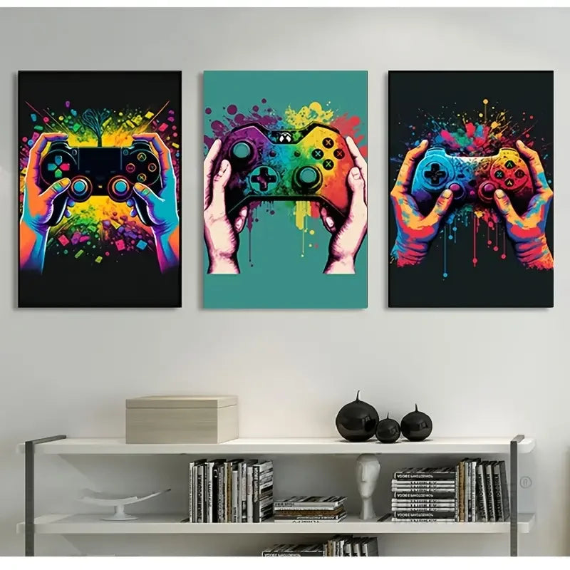 Gaming Graffiti Gamepad & Earphone Wall Art Canvas Posters - Image 4