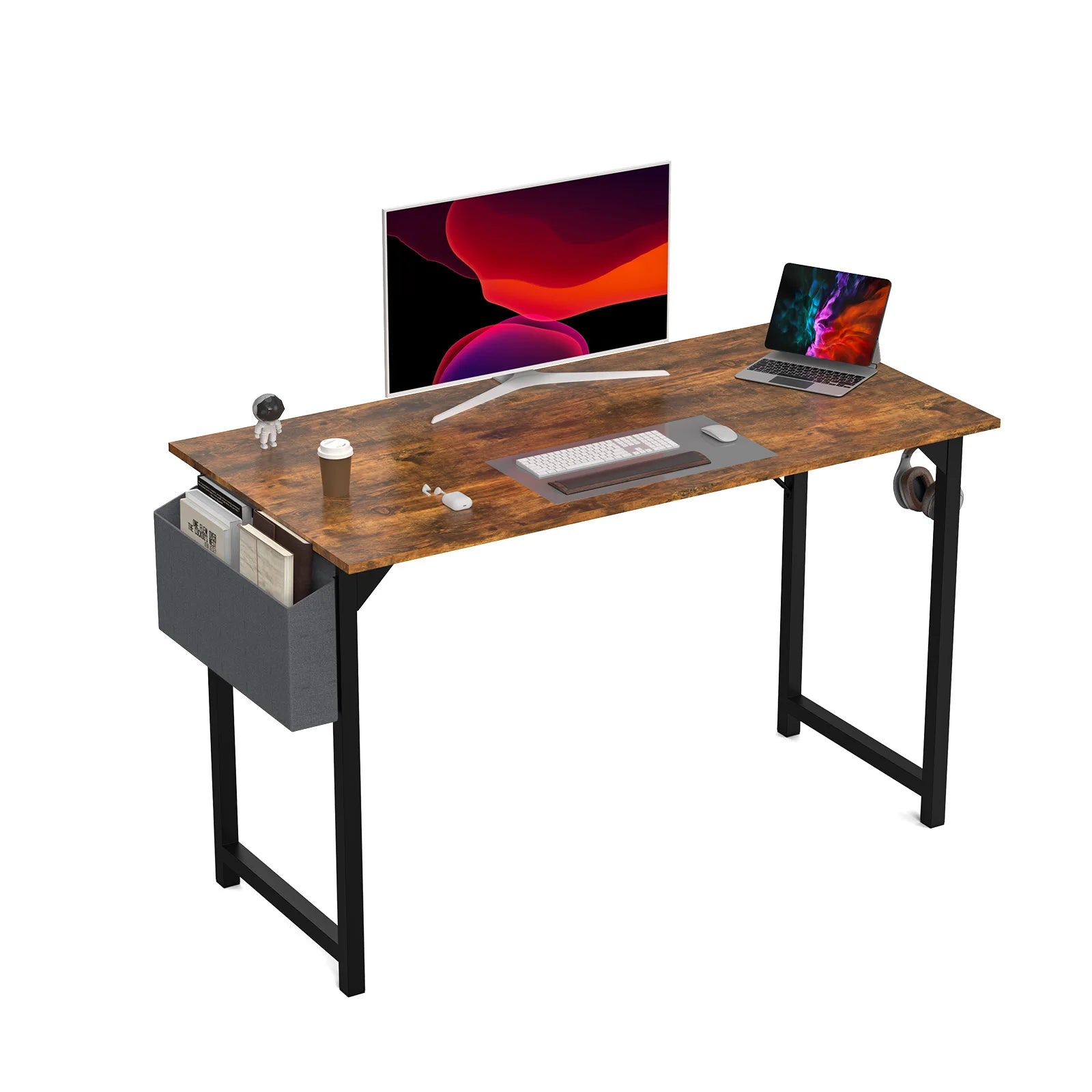 JHK Computer Desk – Modern Simple Writing, Study & Gaming Table with Side Bag & Headphone Hook - Image 9