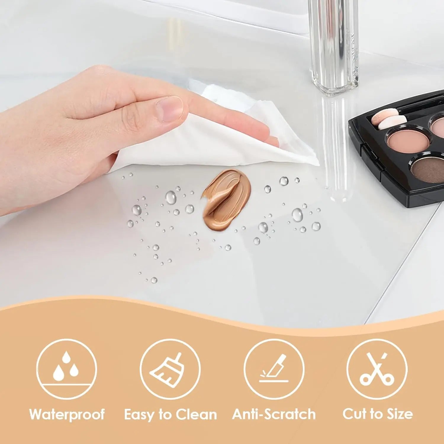 Makeup Mat for Vanity Desk Top, PVC Desk Mat - Easy to Clean, Waterproof and Oilproof Desk Pad - Image 4