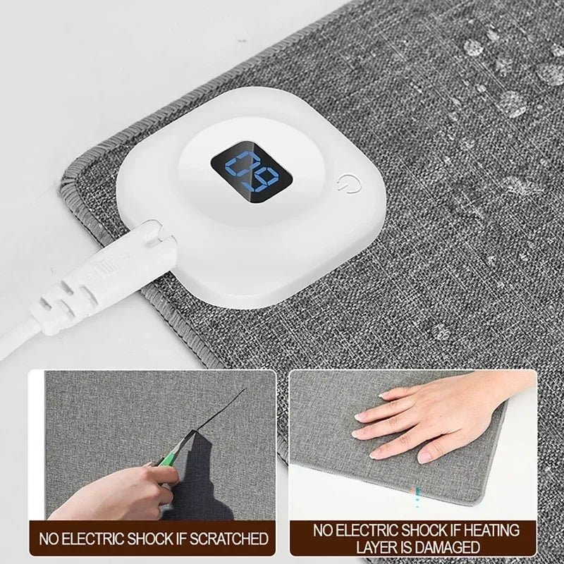 Digital Display Heated Mouse Pad – Electric Hand Warmer Desk Mat with Temperature Display for Office & Home Use - Image 4