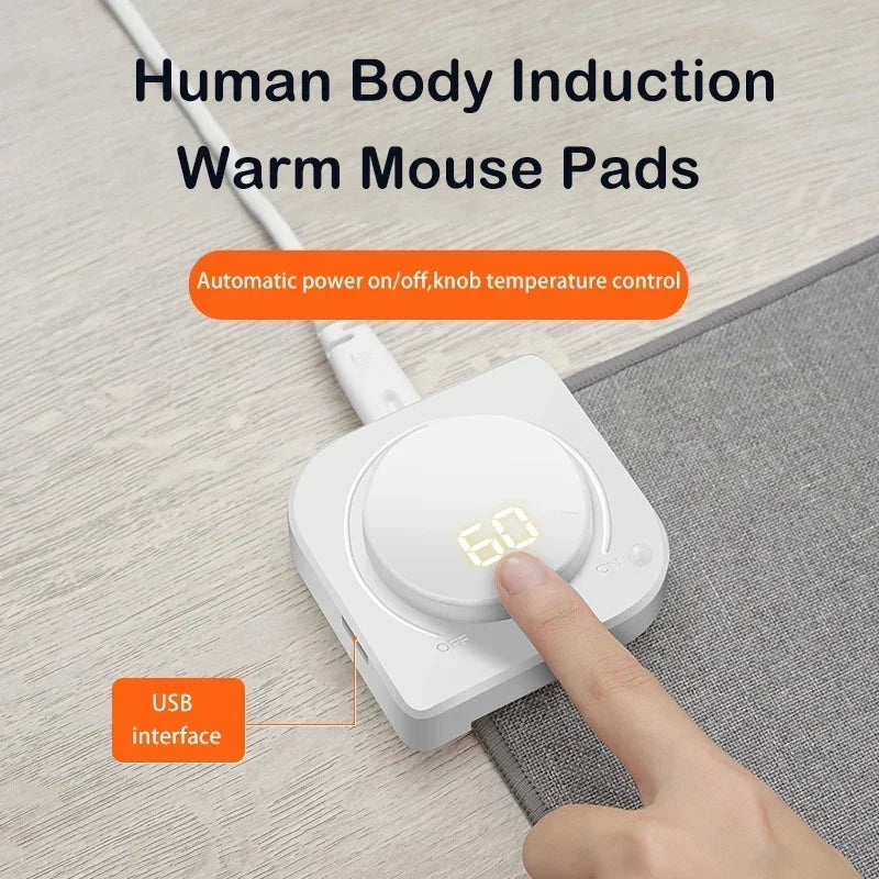 Digital Display Heated Mouse Pad – Electric Hand Warmer Desk Mat with Temperature Display for Office & Home Use - Image 2
