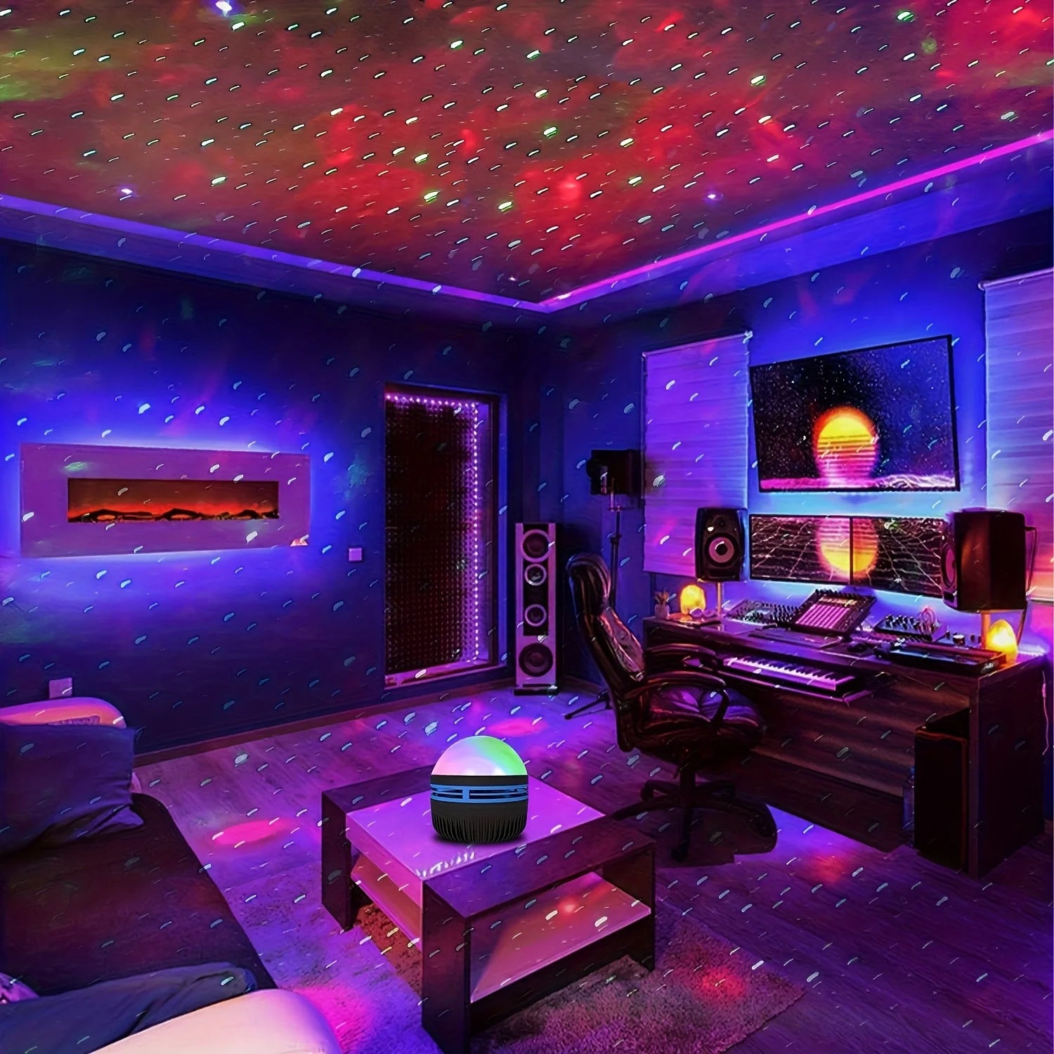 Aurora Borealis Starry Sky Projector – LED Galaxy Night Light with Remote Control & 7 Lighting Effects - Image 5