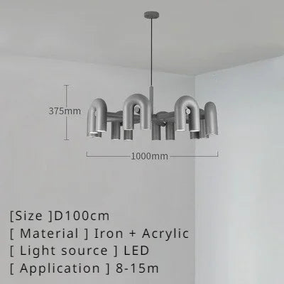 Nordic Macaron U-Shaped LED Chandelier – Creative Pendant Light for Living Room, Kitchen, Office & Loft Spaces - Image 13