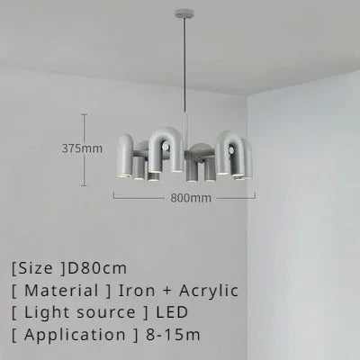Nordic Macaron U-Shaped LED Chandelier – Creative Pendant Light for Living Room, Kitchen, Office & Loft Spaces - Image 15