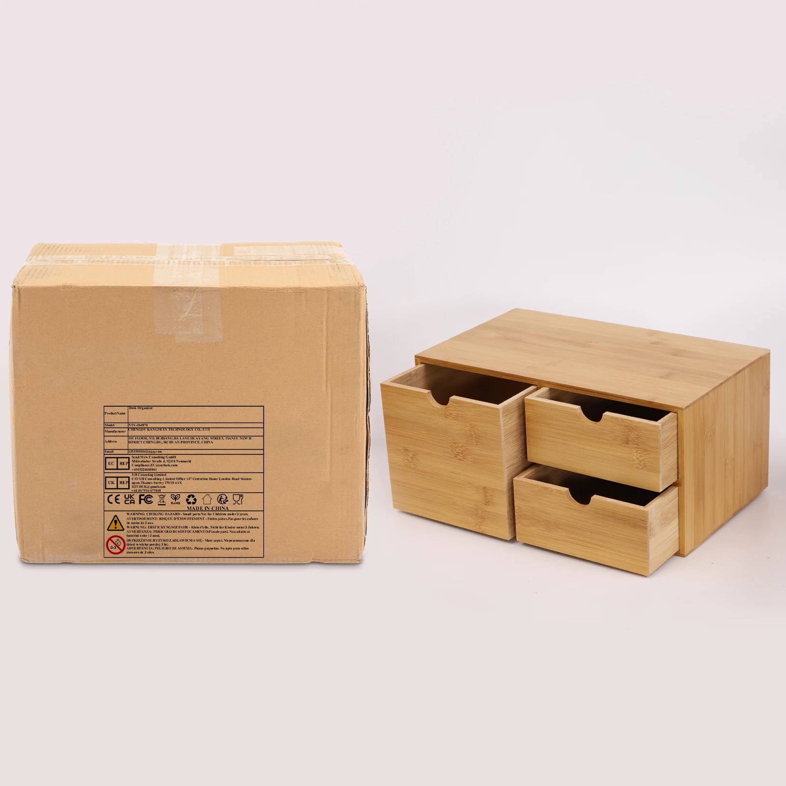 Bamboo Desk Organizer with 3 Drawers – Eco-Friendly Storage Solution for Office Supplies & Desktop Organization - Image 6