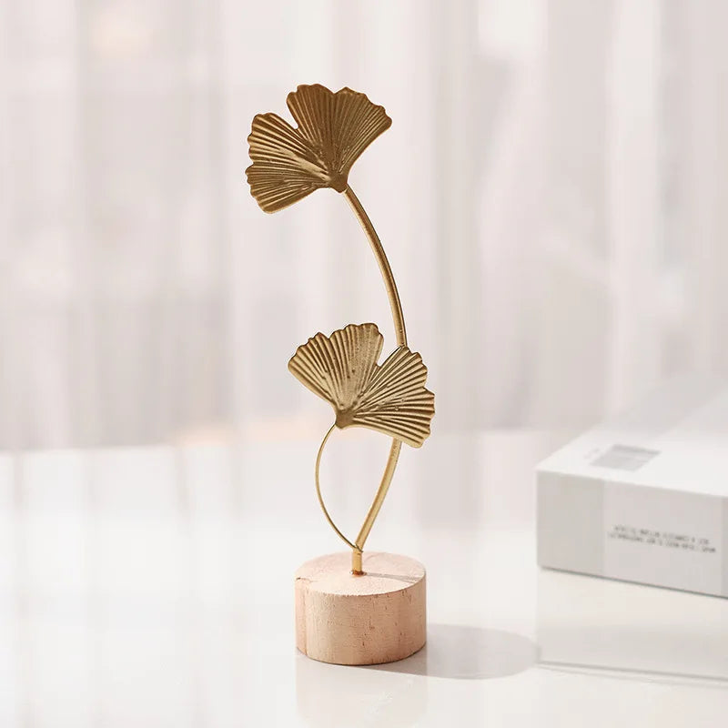 Golden Ginkgo Leaf Feather Metal Model - Image 5