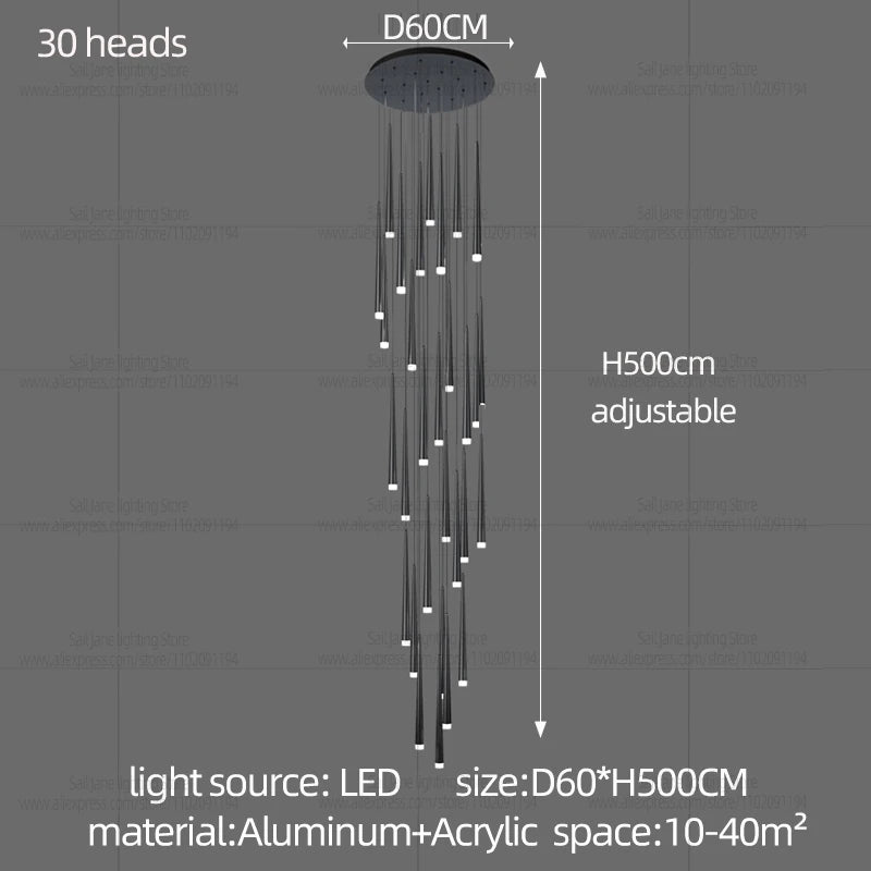 Minimalist Modern LED Chandelier – Designer Pendant Lighting for Duplex Living Rooms, Dining Areas & Staircases - Image 7