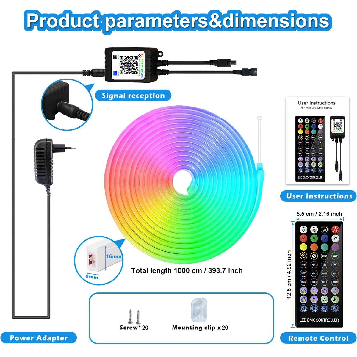 24V RGB Neon Strip Light – 3M/5M/10M Waterproof LED Rope with Bluetooth, Remote & Music Sync - Image 7