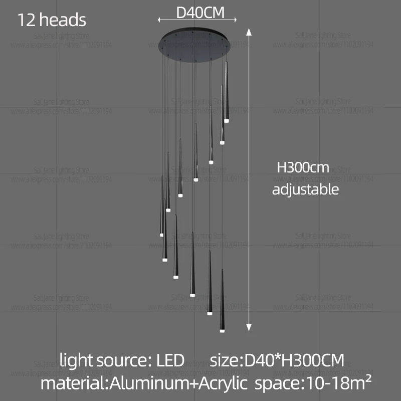 Minimalist Modern LED Chandelier – Designer Pendant Lighting for Duplex Living Rooms, Dining Areas & Staircases - Image 11