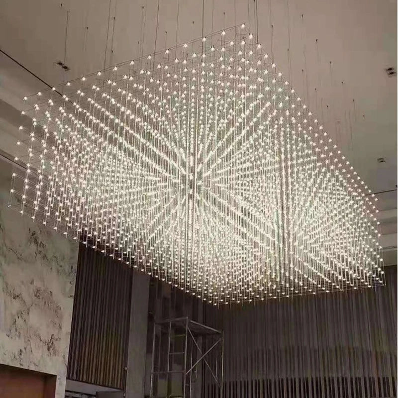 Modern Luxury Cube Chandelier – Large LED Pendant Light for Living Room, Dining & Office Spaces - Image 3