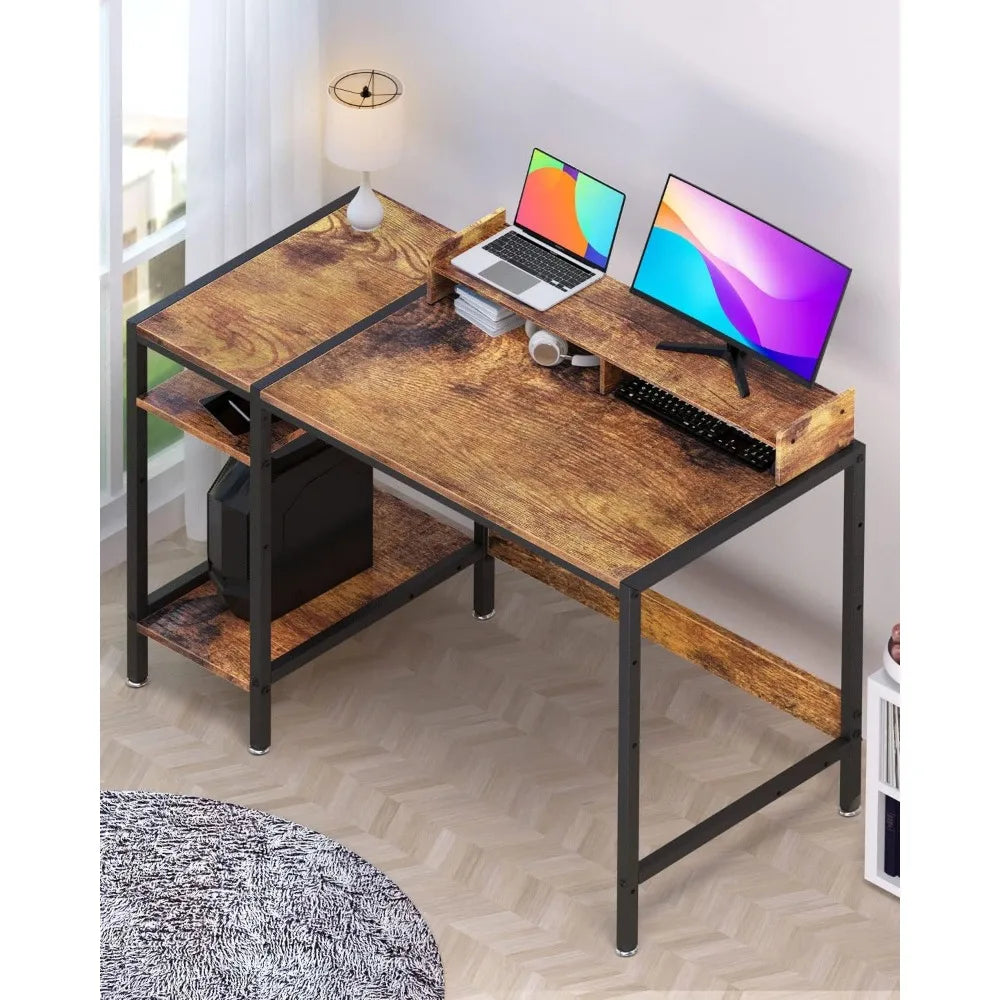 39" Computer Gaming Desk – Home Office Table with Monitor Stand & Adjustable Storage - Image 6