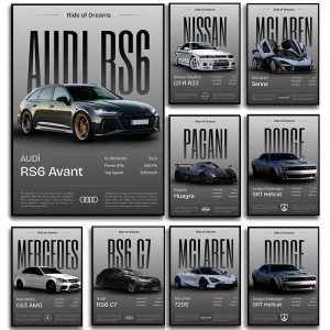 Minimalist Classic 2025 Luxury Supercar Poster – JDM Sports Car Canvas Wall Art for Home, Garage, or Office Décor