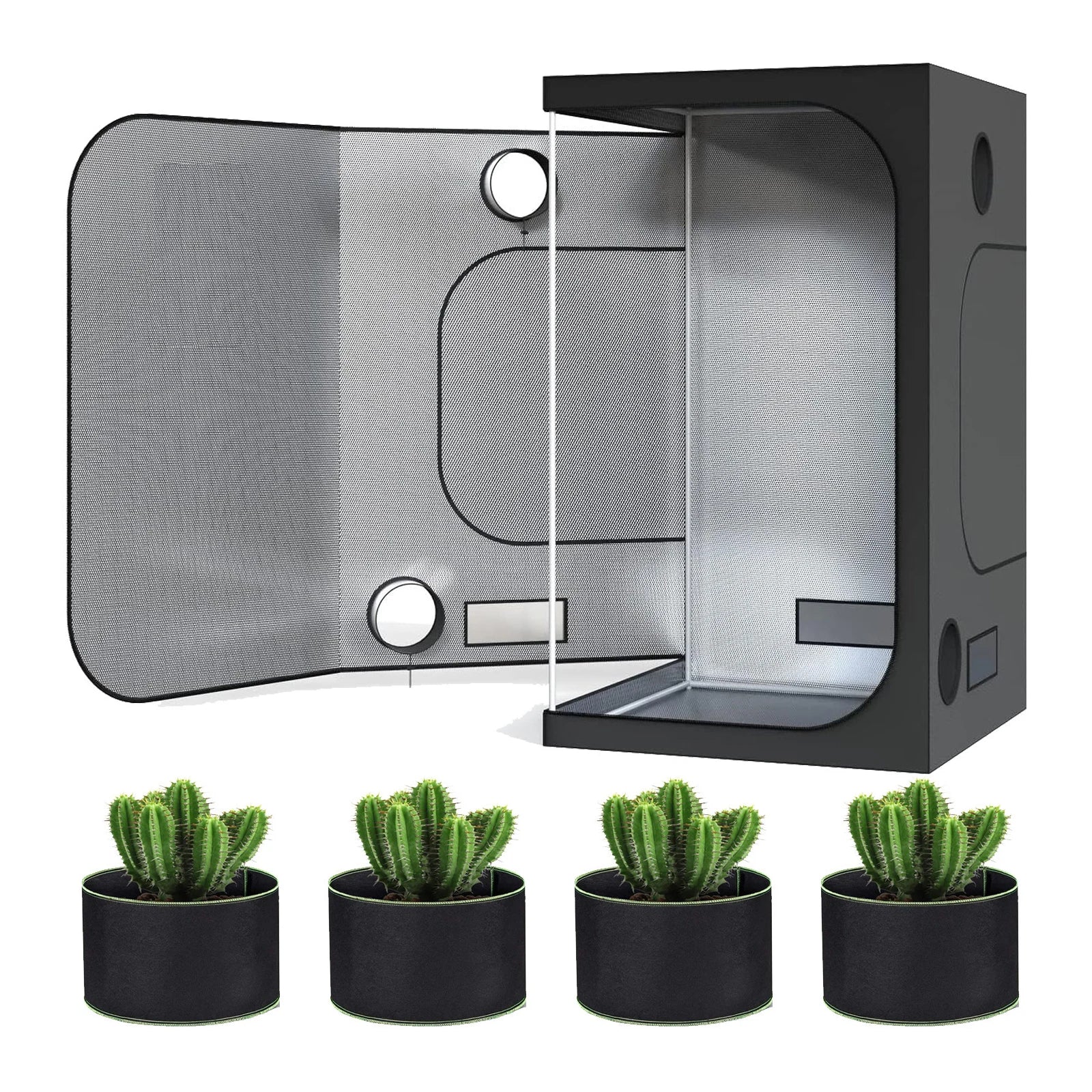 Indoor Grow Tent – 600D Oxford Fabric with Reflective Mylar & Green Frame - Image 5