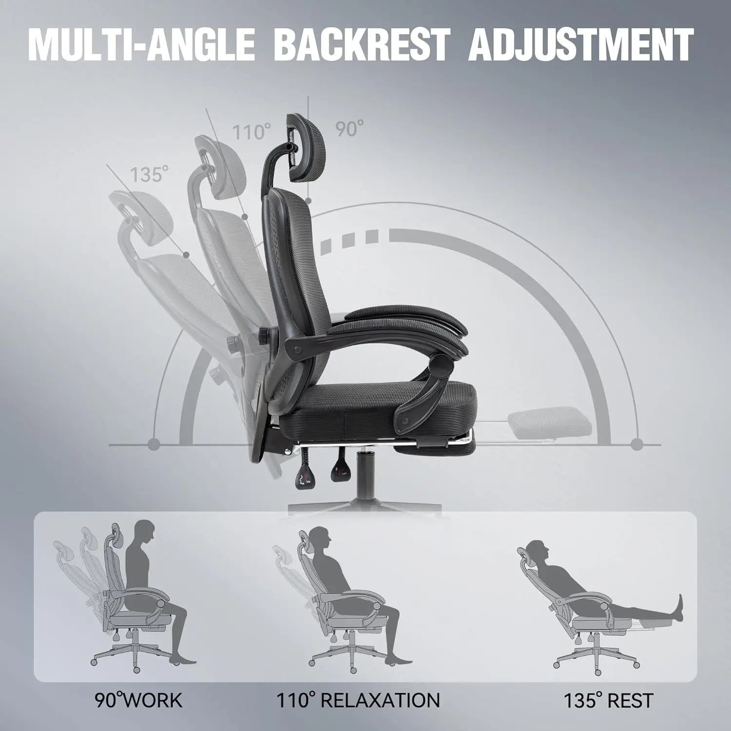 Dowinx Ergonomic Office Chair – Mesh Computer Chair with Pocket Spring Seat, Lumbar Support & Headrest - Image 6