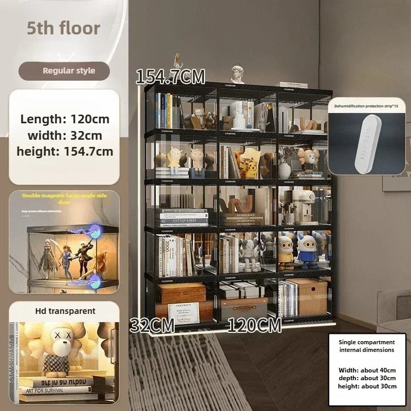 Acrylic Display Cabinet Bookshelf – Dustproof Storage Rack for Figurines, Models & Children's Books - Image 19