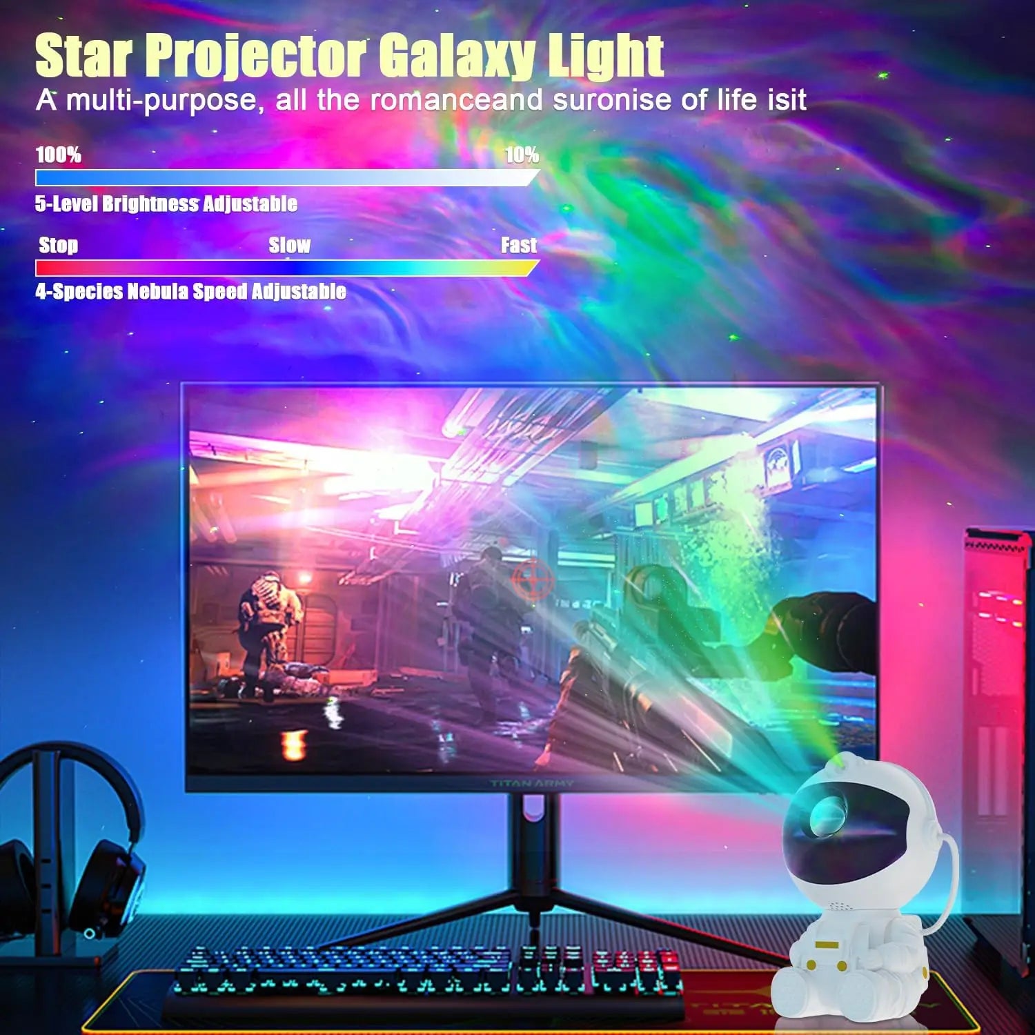Astronaut Galaxy Star Projector – Starry Sky RGB LED Night Lamp with 360° Rotation for Kids’ Room & Christmas Gift - Image 5