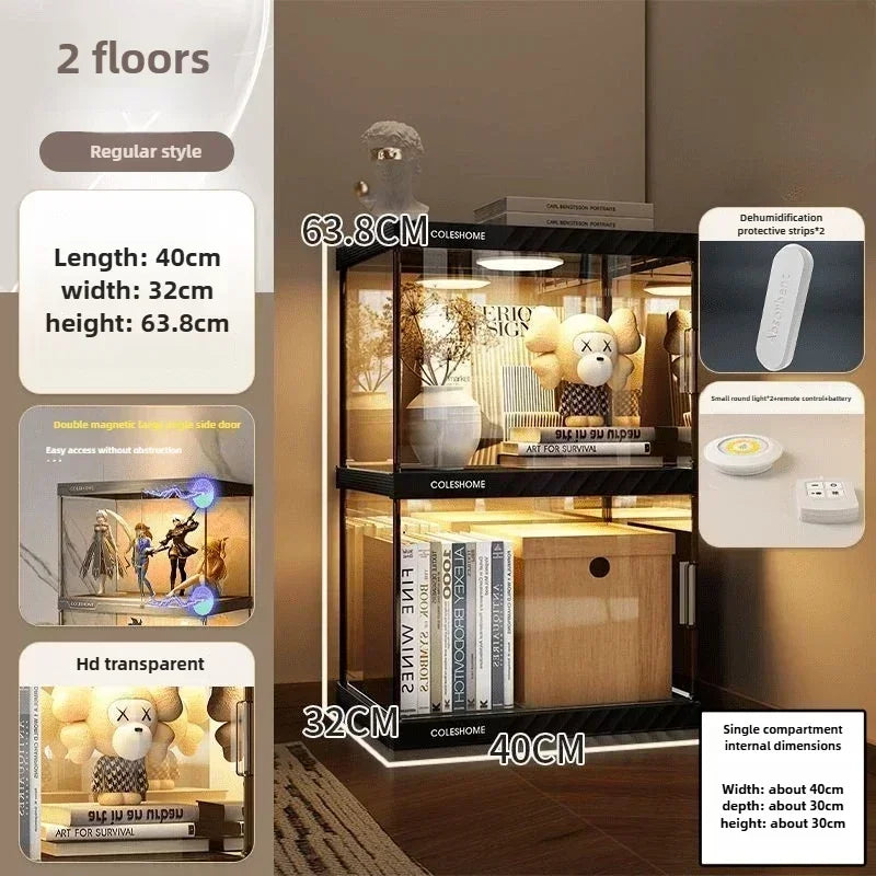Acrylic Display Cabinet Bookshelf – Dustproof Storage Rack for Figurines, Models & Children's Books - Image 14
