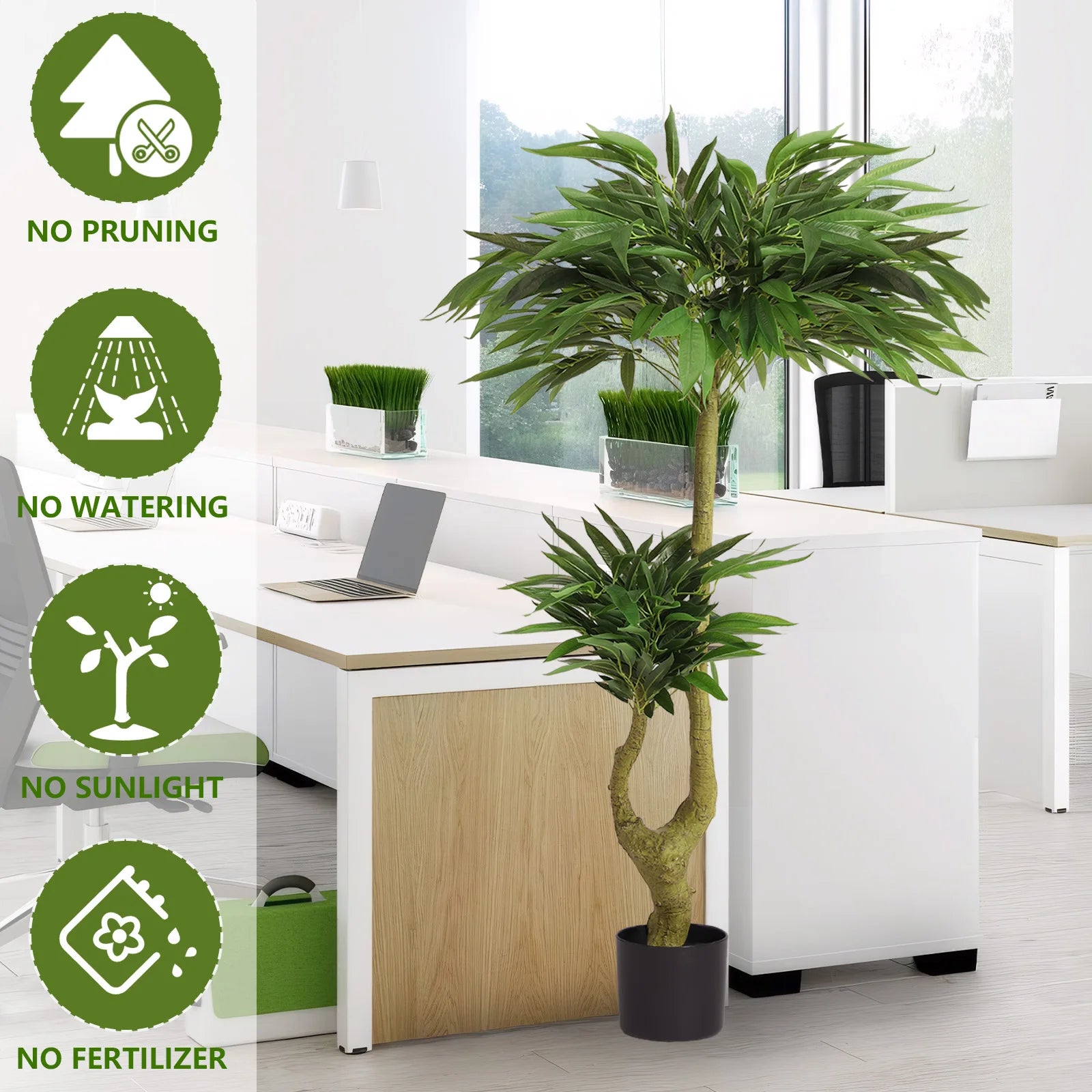 160CM Artificial Tropical Floor Plant – Fake Willow Buds Tree with Planter for Indoor Home & Office Décor - Image 2