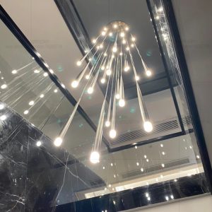 Minimalist Modern LED Chandelier – Designer Pendant Lighting for Duplex Living Rooms, Dining Areas & Staircases