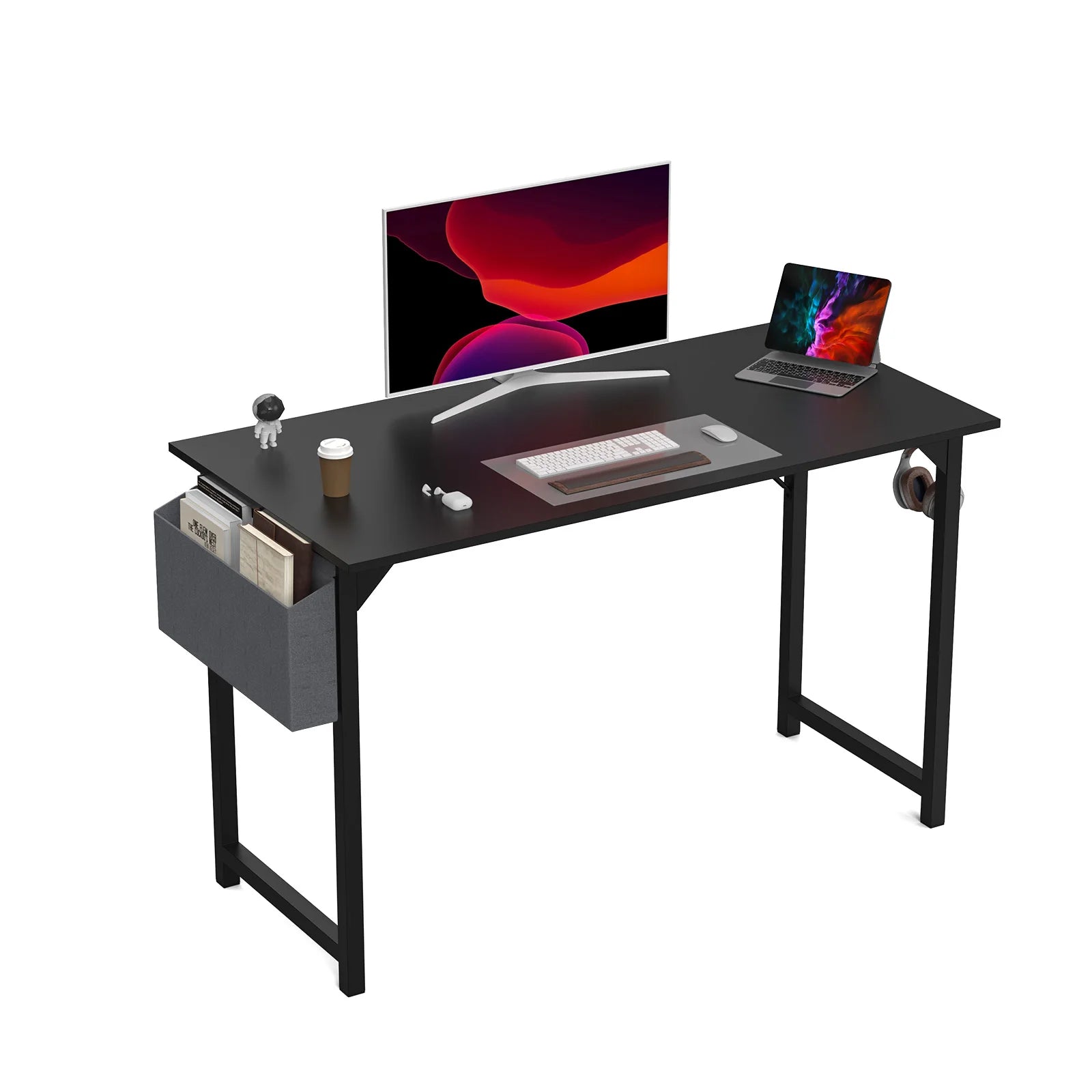 JHK Computer Desk – Modern Simple Writing, Study & Gaming Table with Side Bag & Headphone Hook - Image 12
