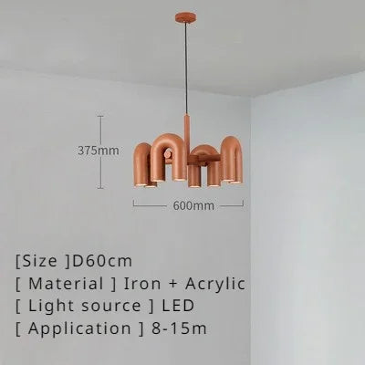 Nordic Macaron U-Shaped LED Chandelier – Creative Pendant Light for Living Room, Kitchen, Office & Loft Spaces - Image 10
