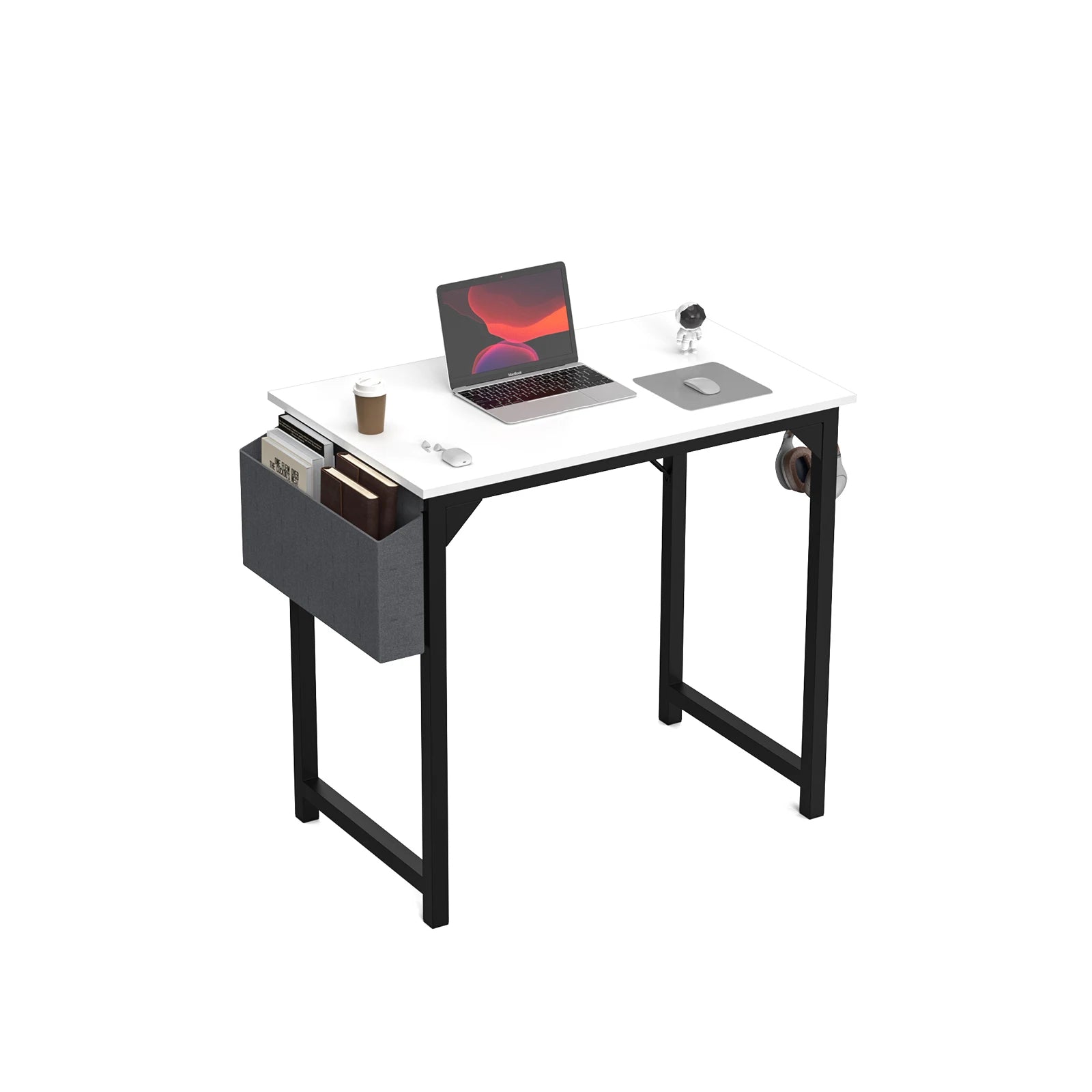 JHK Computer Desk – Modern Simple Writing, Study & Gaming Table with Side Bag & Headphone Hook - Image 7