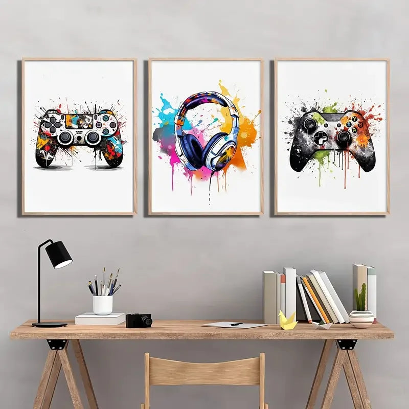 Gaming Graffiti Gamepad & Earphone Wall Art Canvas Posters - Image 10