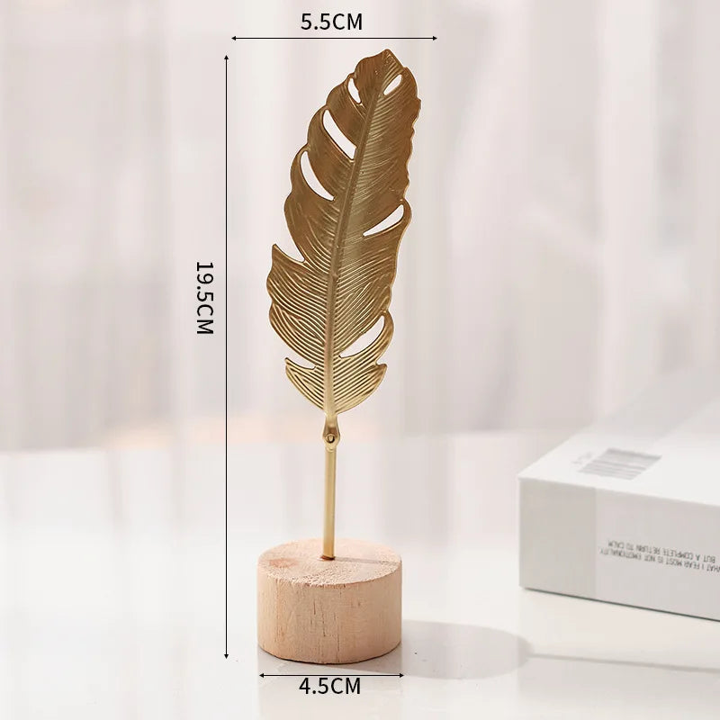 Golden Ginkgo Leaf Feather Metal Model - Image 7