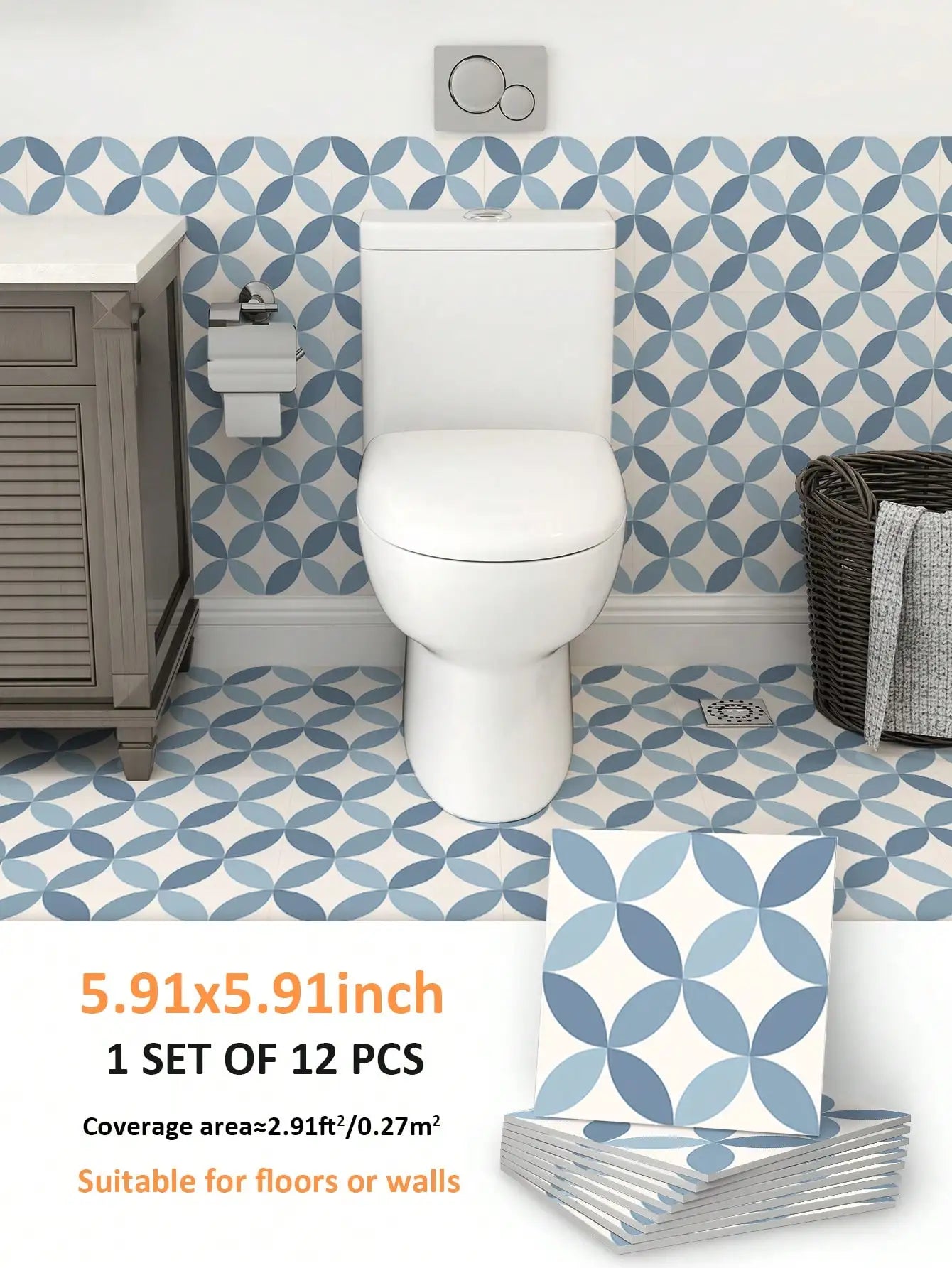 12PCS Scandinavian Geometric Floor Stickers – Faux Tile Decals for Cement Walls & Floors - Image 10