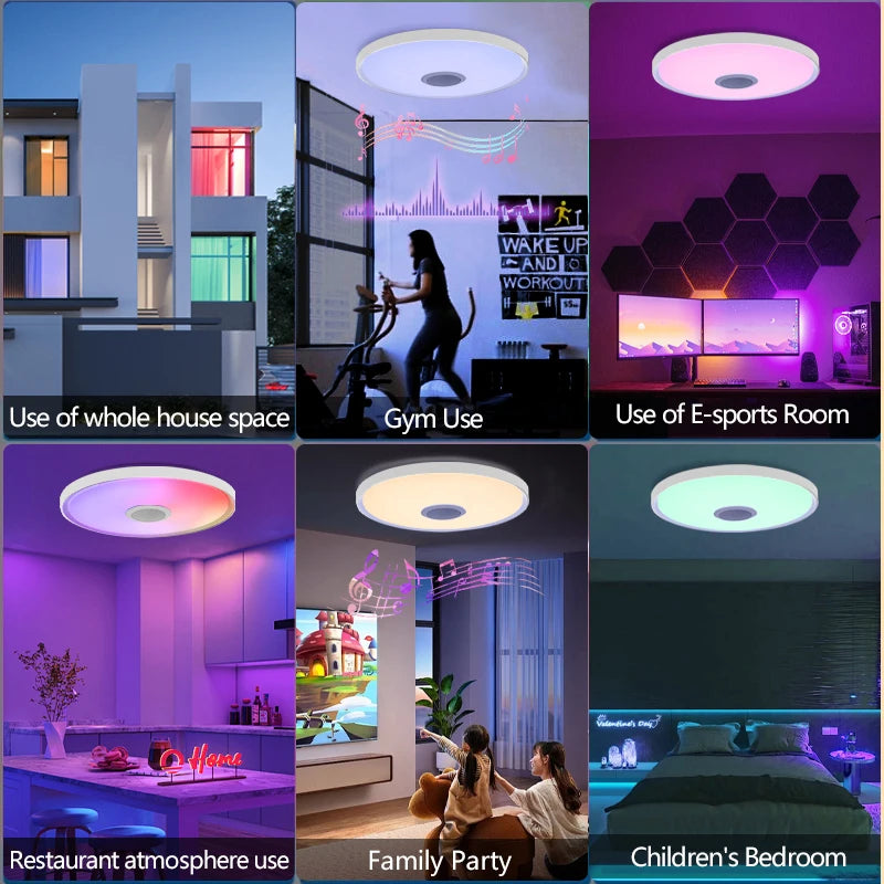 LED Smart Ceiling Lamp – RGB+CW Dimmable Light with APP & Remote Control, Music Speaker for Home Decor - Image 5
