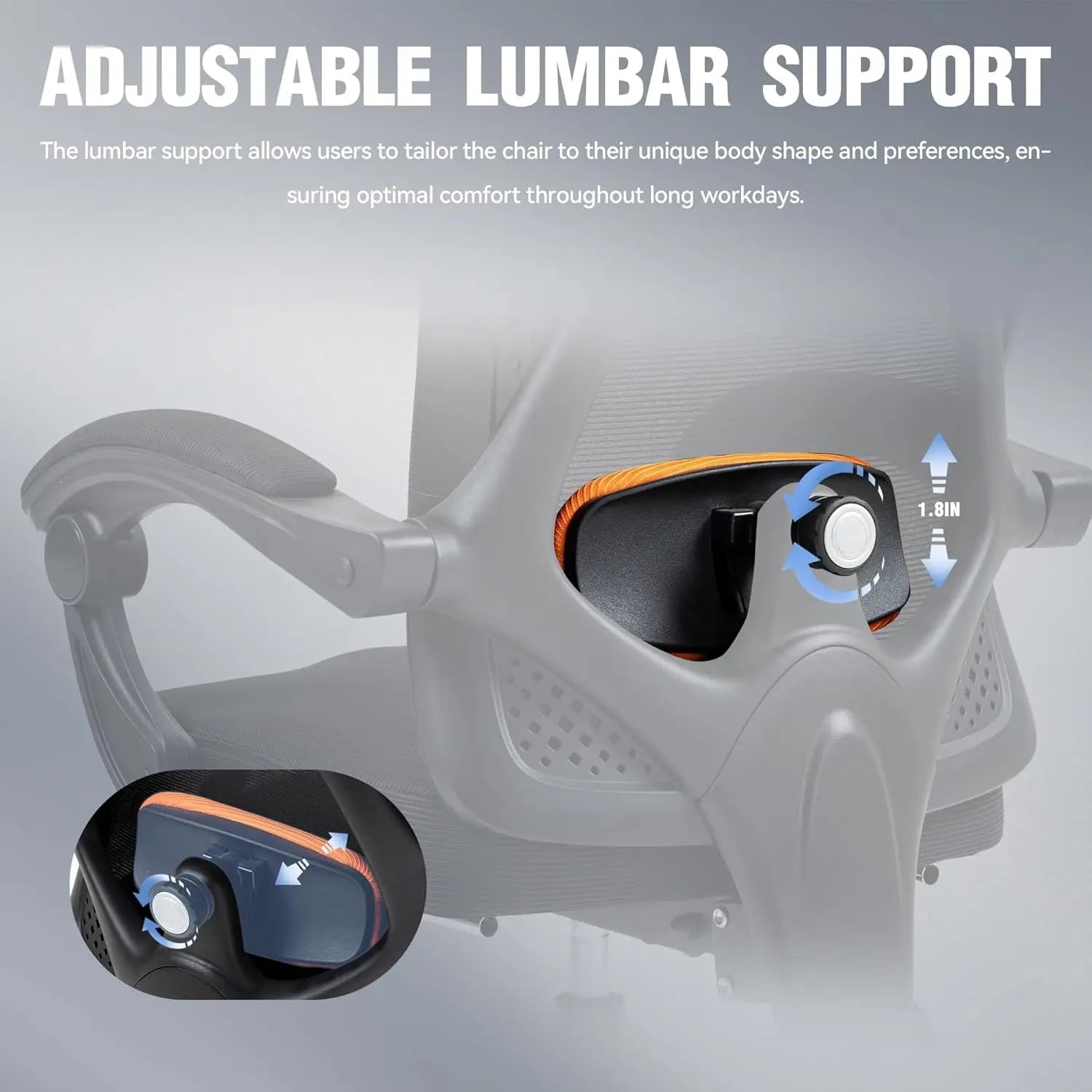 Dowinx Ergonomic Office Chair – Mesh Computer Chair with Pocket Spring Seat, Lumbar Support & Headrest - Image 5