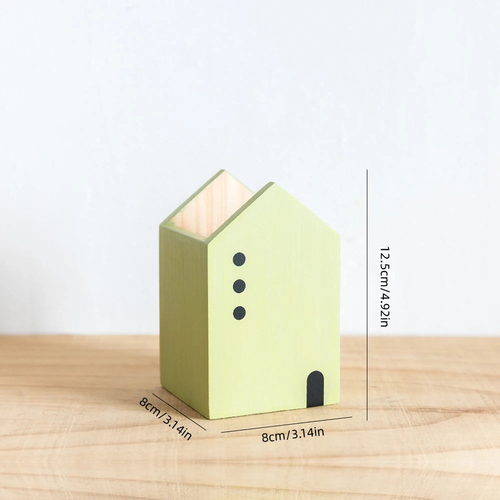 Cartoon House Wooden Pen Holder - Image 8