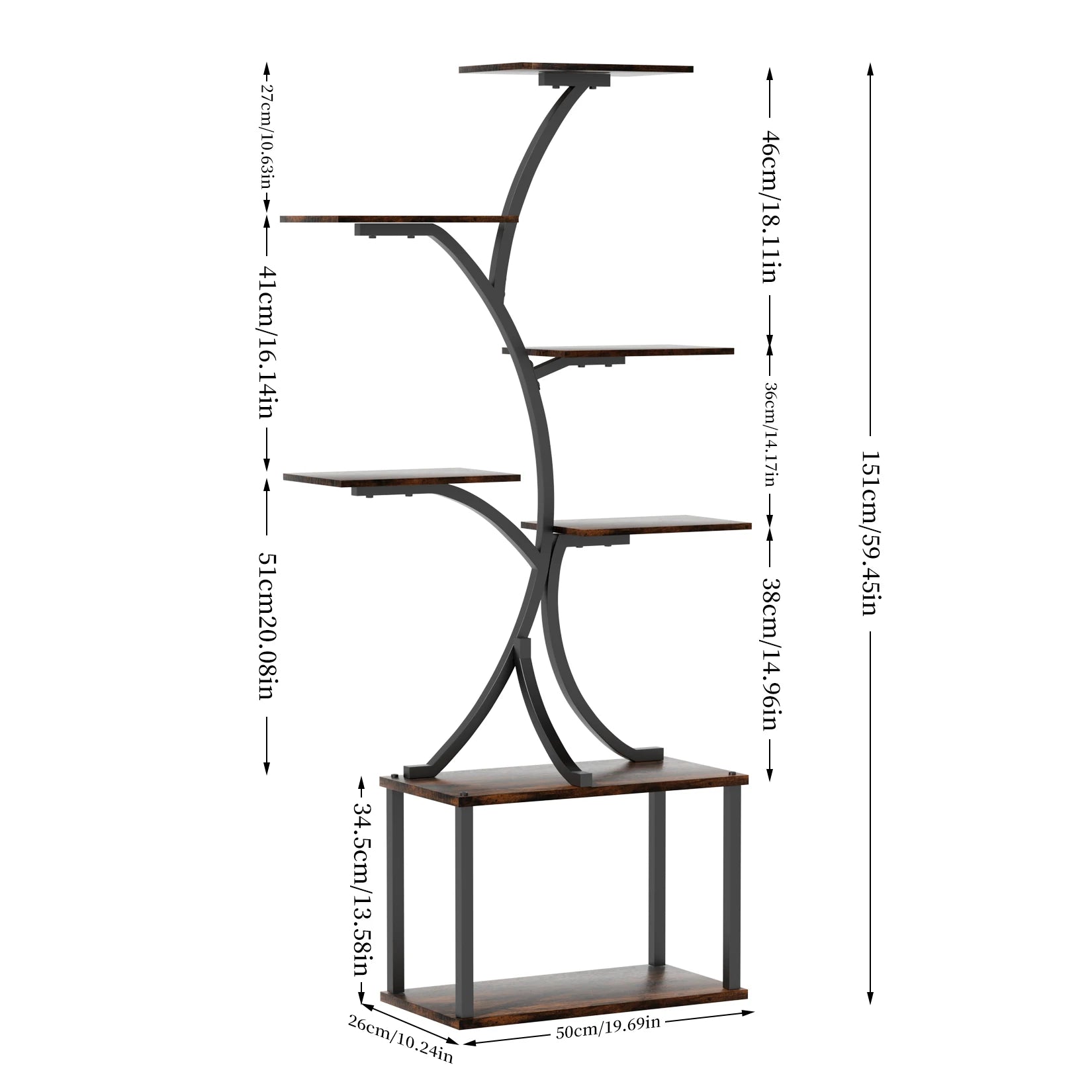 Industrial Tree-Shaped Plant Stand – Multilayered Indoor/Outdoor Flower Display Rack for Home & Garden Corners - Image 5
