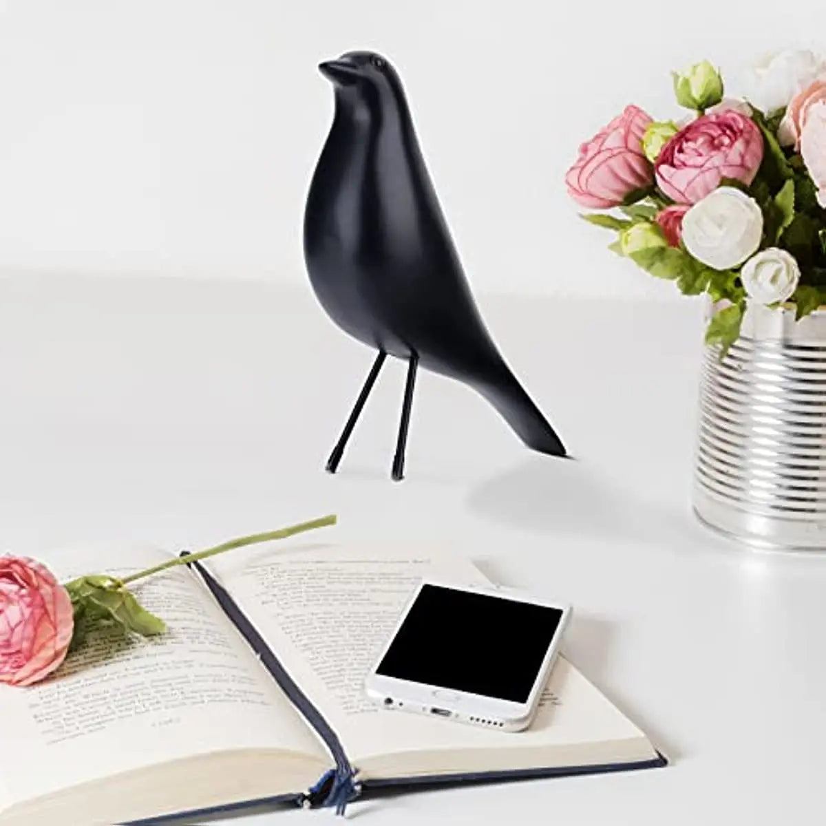 Black Bird Figurine – Resin Bird Statue Sculpture, Modern Minimalist Decorative Ornament for Living Room, Bedroom, or Office - Image 4