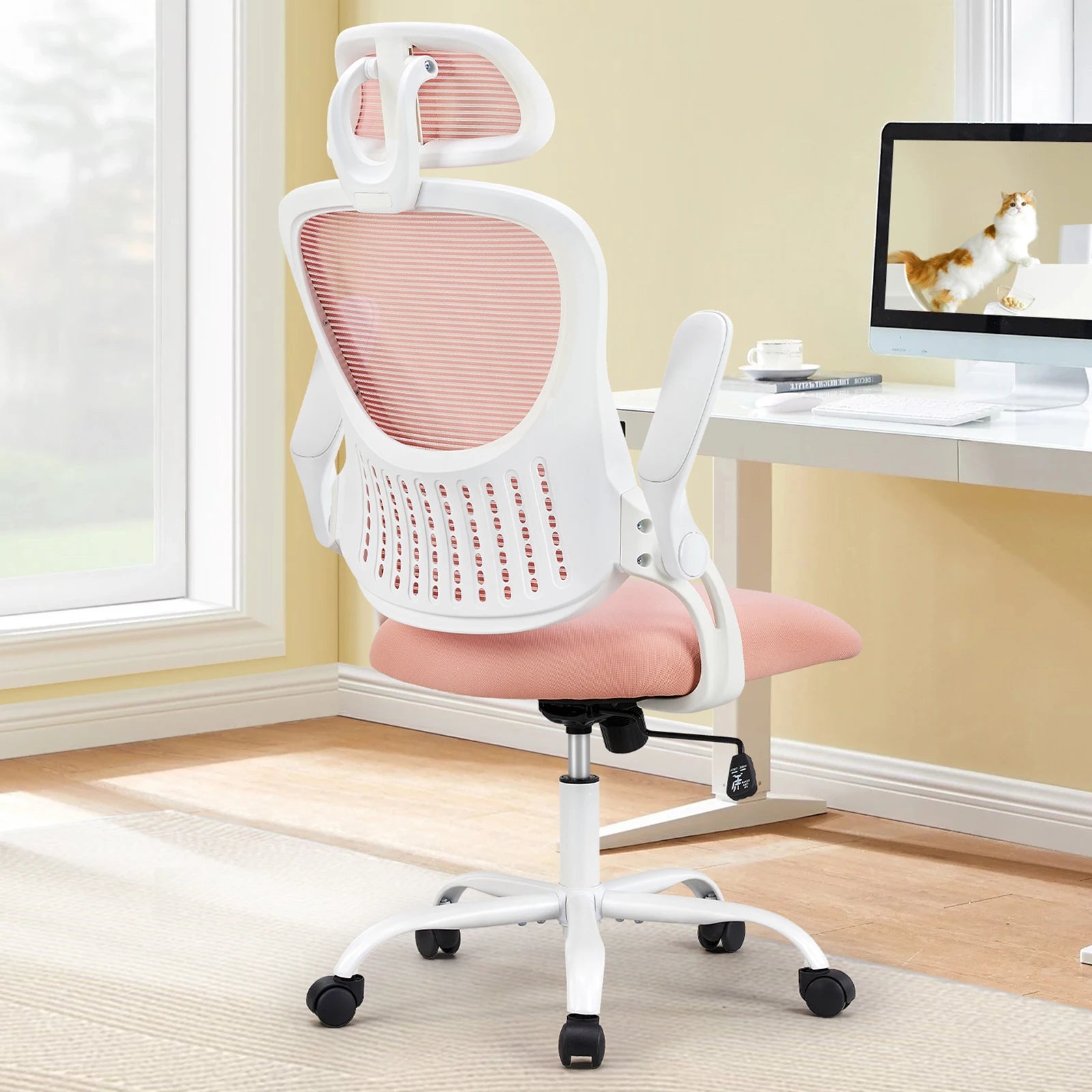 JHK Mesh Ergonomic Office Computer Desk Chair – Flip-Up Arms, Adjustable Headrest & Lumbar Support - Image 9