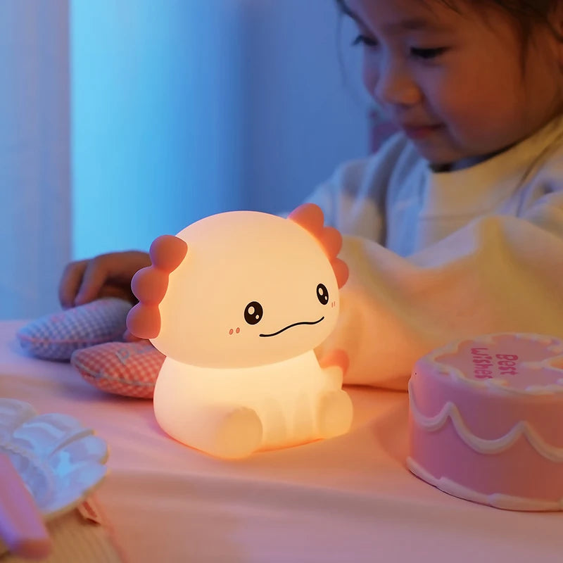 Pink Axolotl LED Night Light – USB Rechargeable Touch Lamp with 3 Brightness Levels & Timer - Image 5