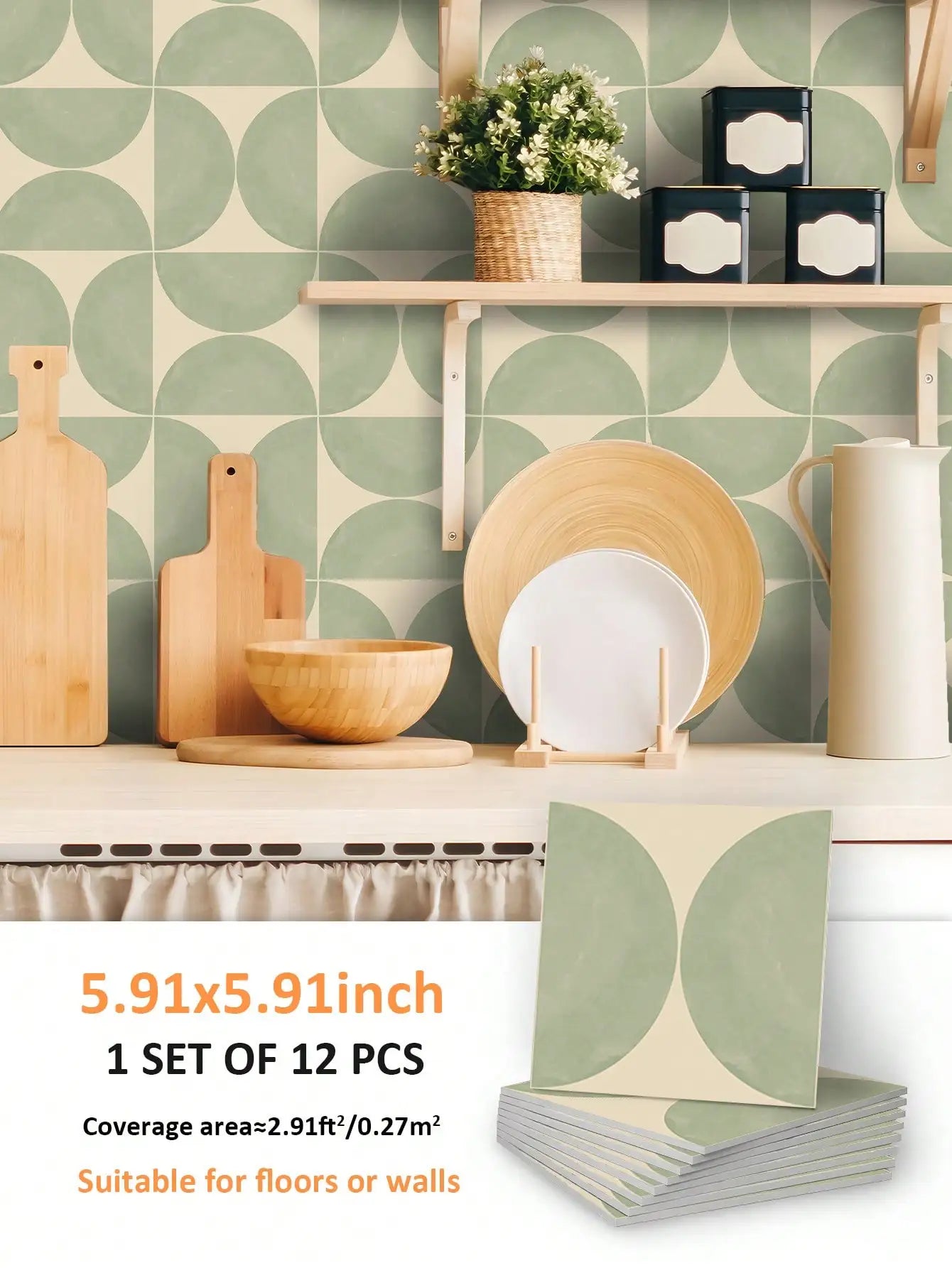 12PCS Scandinavian Geometric Floor Stickers – Faux Tile Decals for Cement Walls & Floors - Image 8