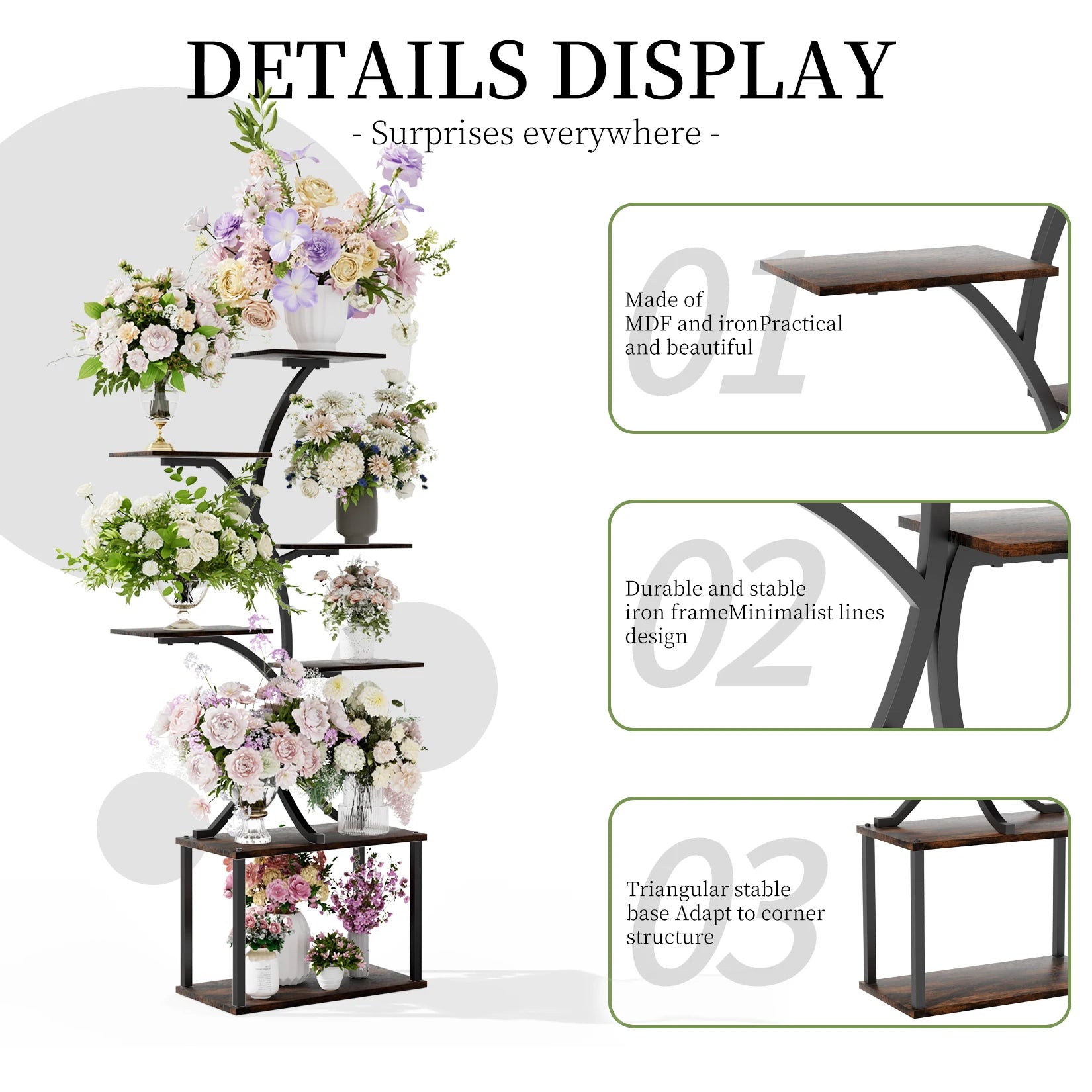 Industrial Tree-Shaped Plant Stand – Multilayered Indoor/Outdoor Flower Display Rack for Home & Garden Corners - Image 4