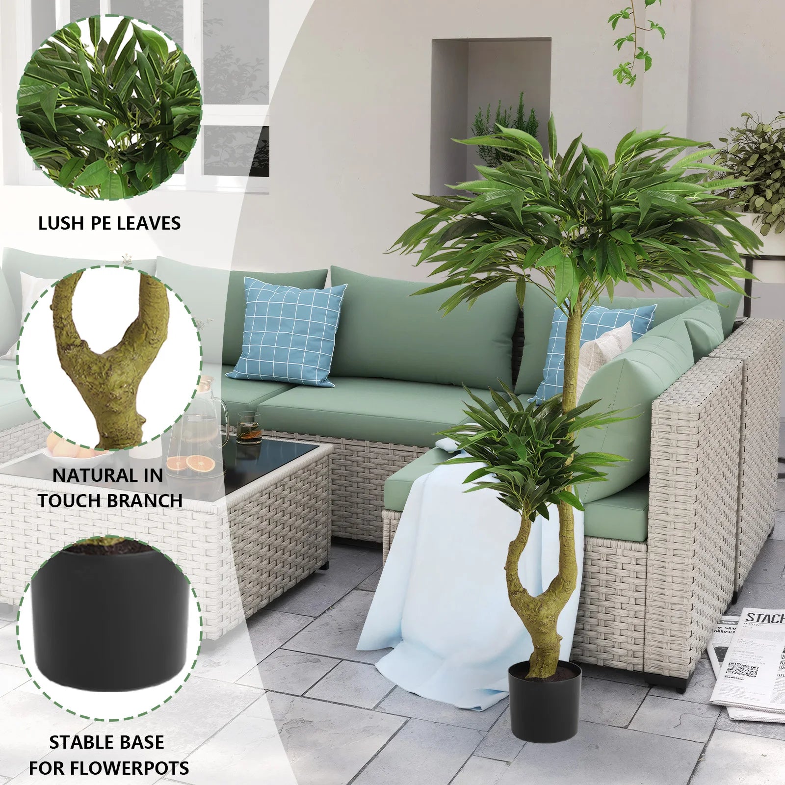 160CM Artificial Tropical Floor Plant – Fake Willow Buds Tree with Planter for Indoor Home & Office Décor - Image 3