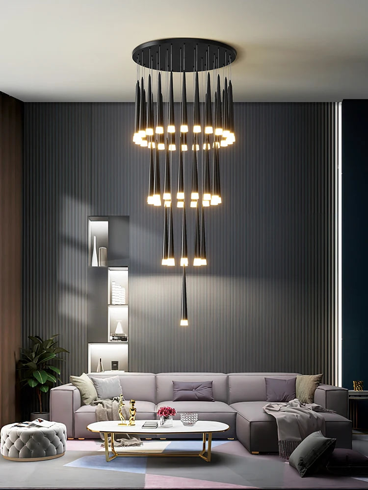 Minimalist Modern LED Chandelier – Designer Pendant Lighting for Duplex Living Rooms, Dining Areas & Staircases - Image 3