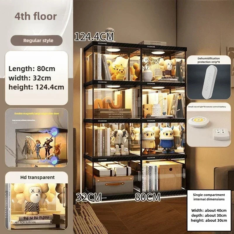 Acrylic Display Cabinet Bookshelf – Dustproof Storage Rack for Figurines, Models & Children's Books - Image 15