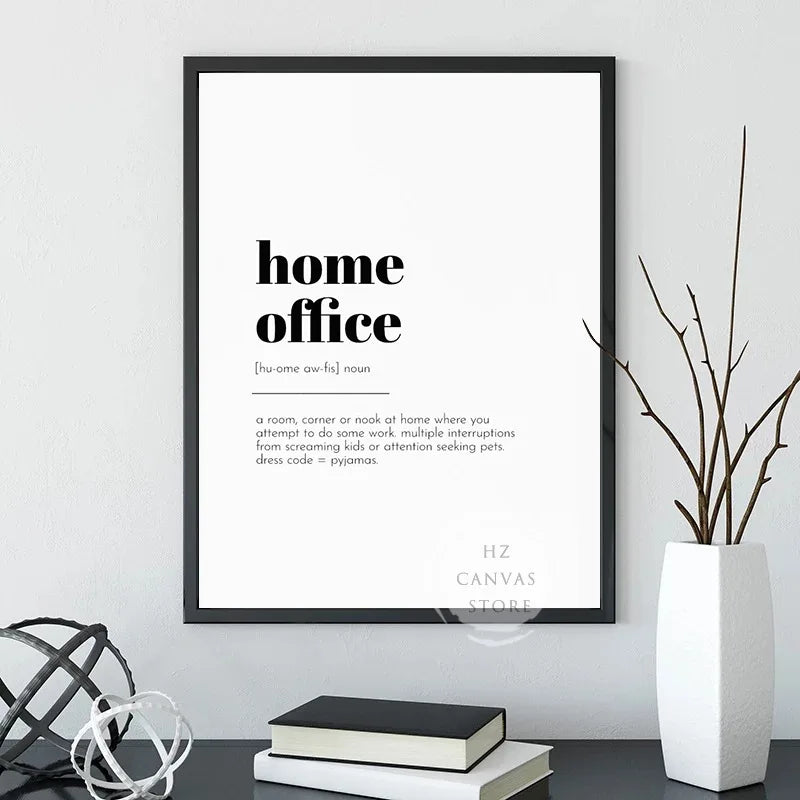 Home Office Definition Poster – Canvas Wall Art Print with Funny Work-from-Home Quote, Minimalist Office Décor Gift - Image 2