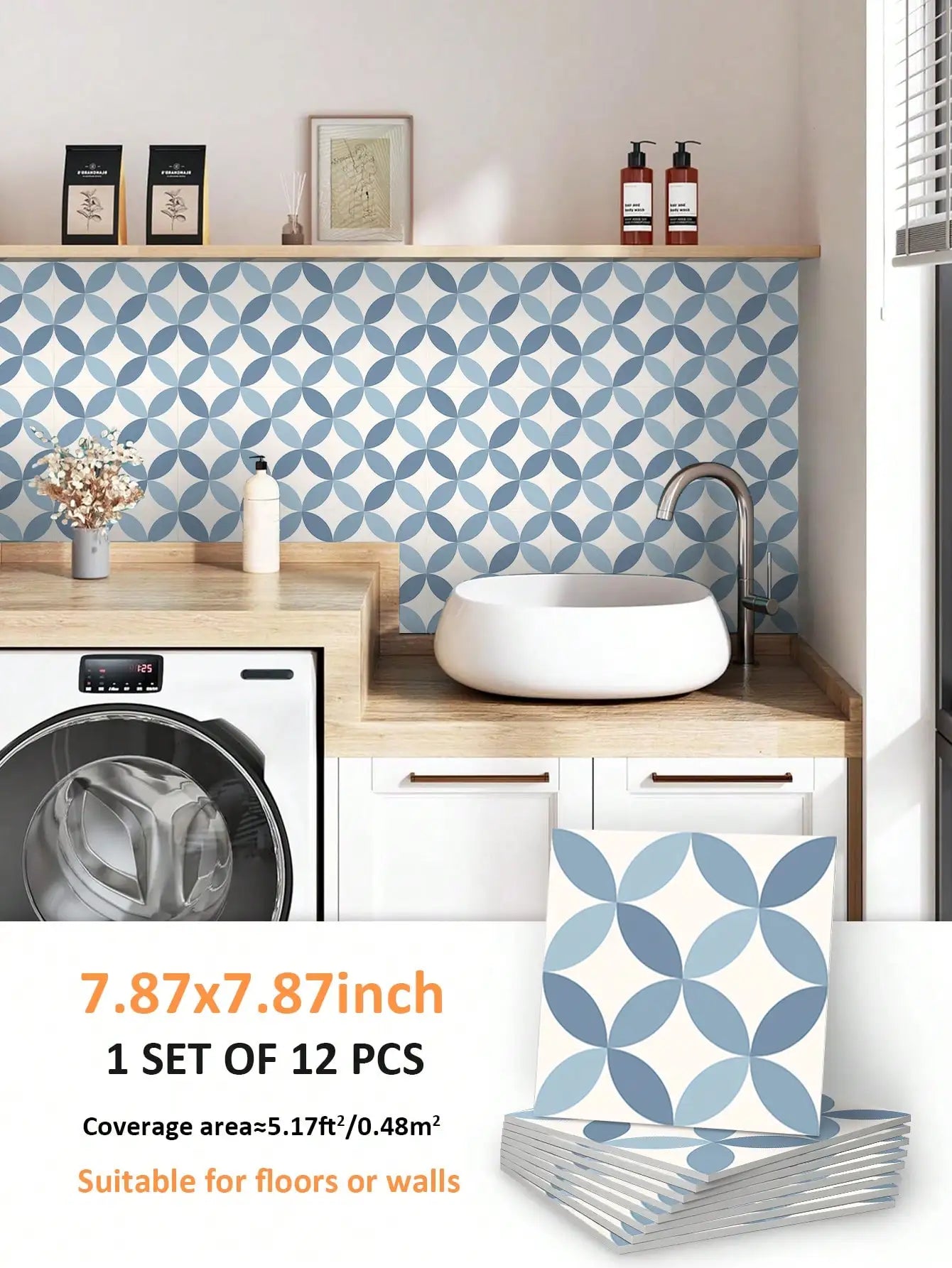 12PCS Scandinavian Geometric Floor Stickers – Faux Tile Decals for Cement Walls & Floors - Image 7