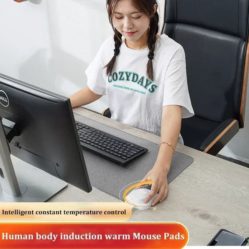 Digital Display Heated Mouse Pad – Electric Hand Warmer Desk Mat with Temperature Display for Office & Home Use - Image 3