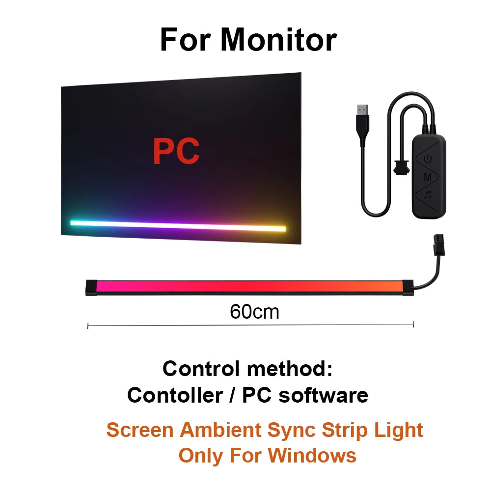 Gaming Monitor Light Strip – RGB Color Sync Backlight with Smart Ambient Control for TV & PC Setup - Image 10