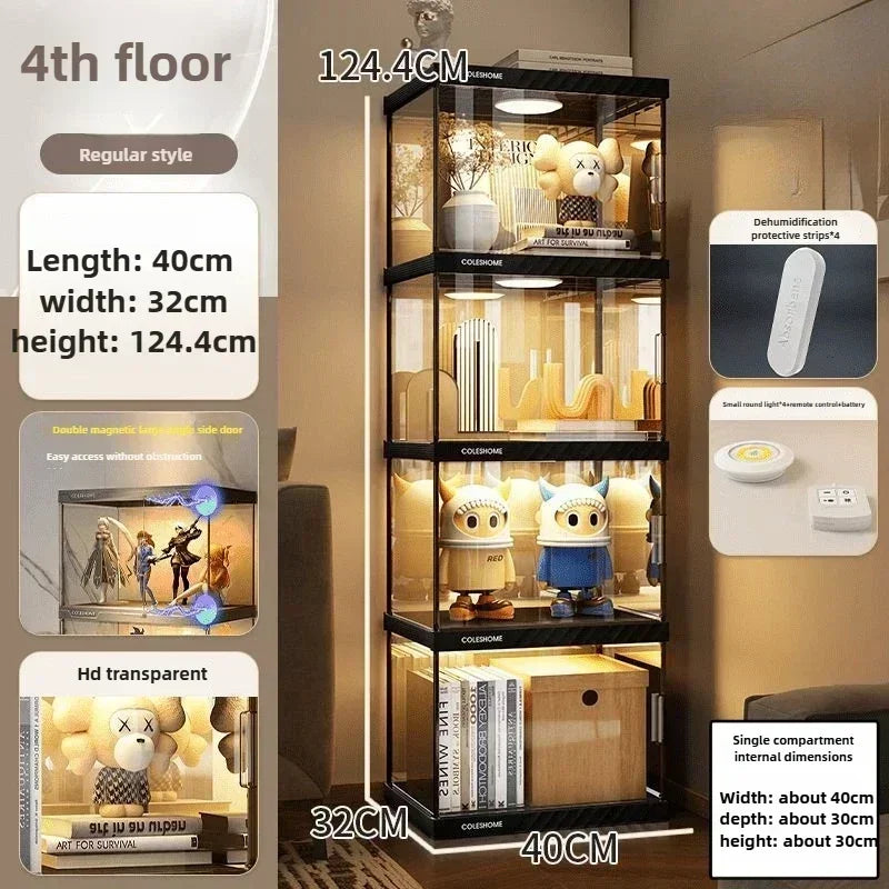 Acrylic Display Cabinet Bookshelf – Dustproof Storage Rack for Figurines, Models & Children's Books - Image 17