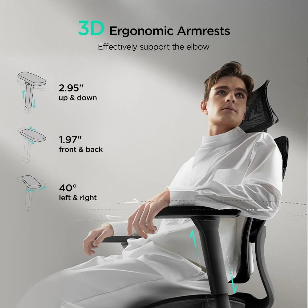 E2 Ergonomic Office Chair – Big and Tall Mesh Chair with 6-Way Dynamic Lumbar Support & 3D Armrests - Image 4